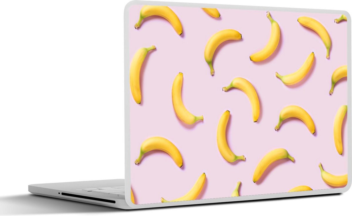 Laptop sticker - 11.6 inch - Banaan - Roze - Pastel - 30x21cm - Laptopstickers - Laptop skin - Cover
