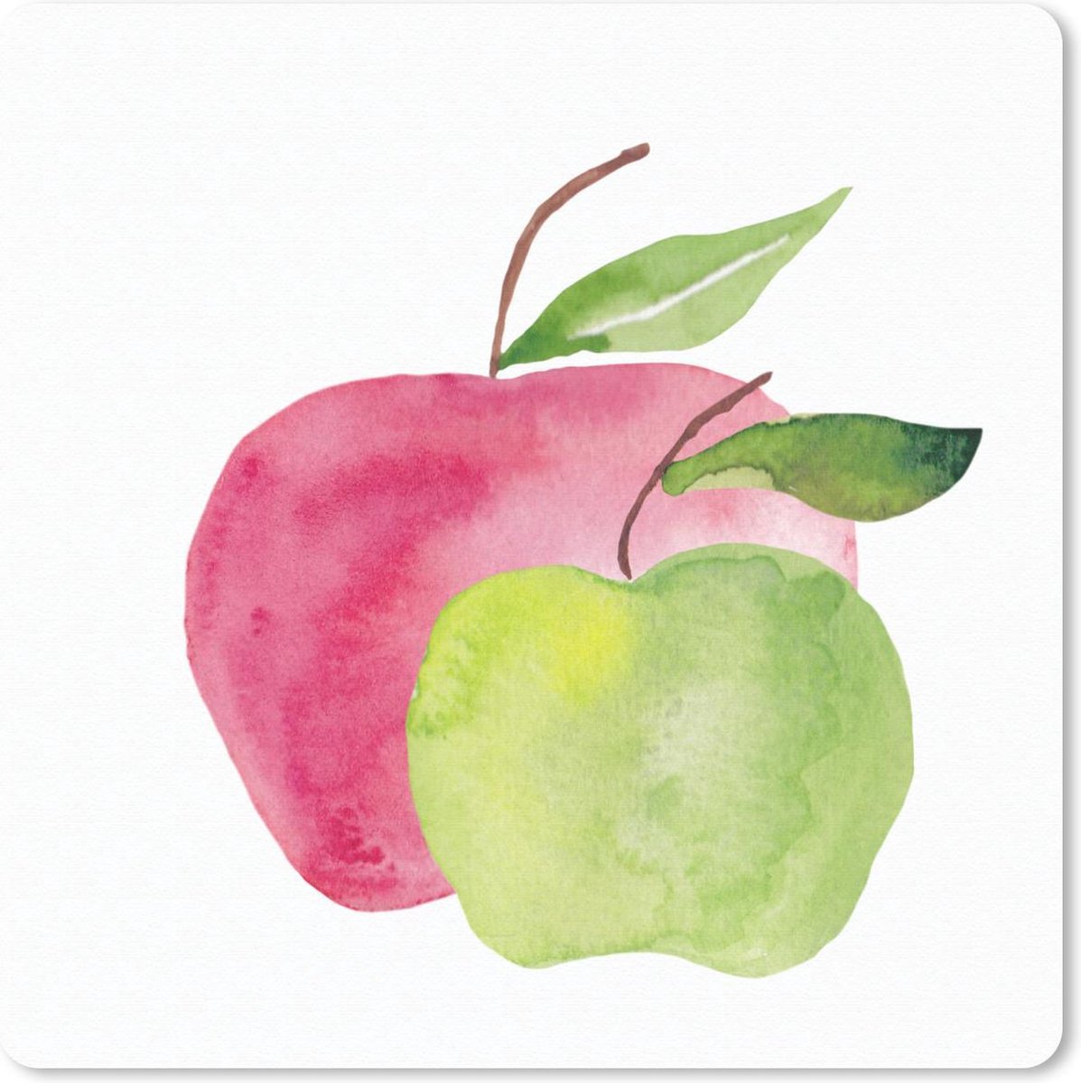Muismat 20x20 cm - Mousepad Appels - Aquarel - Wit - Muismatten