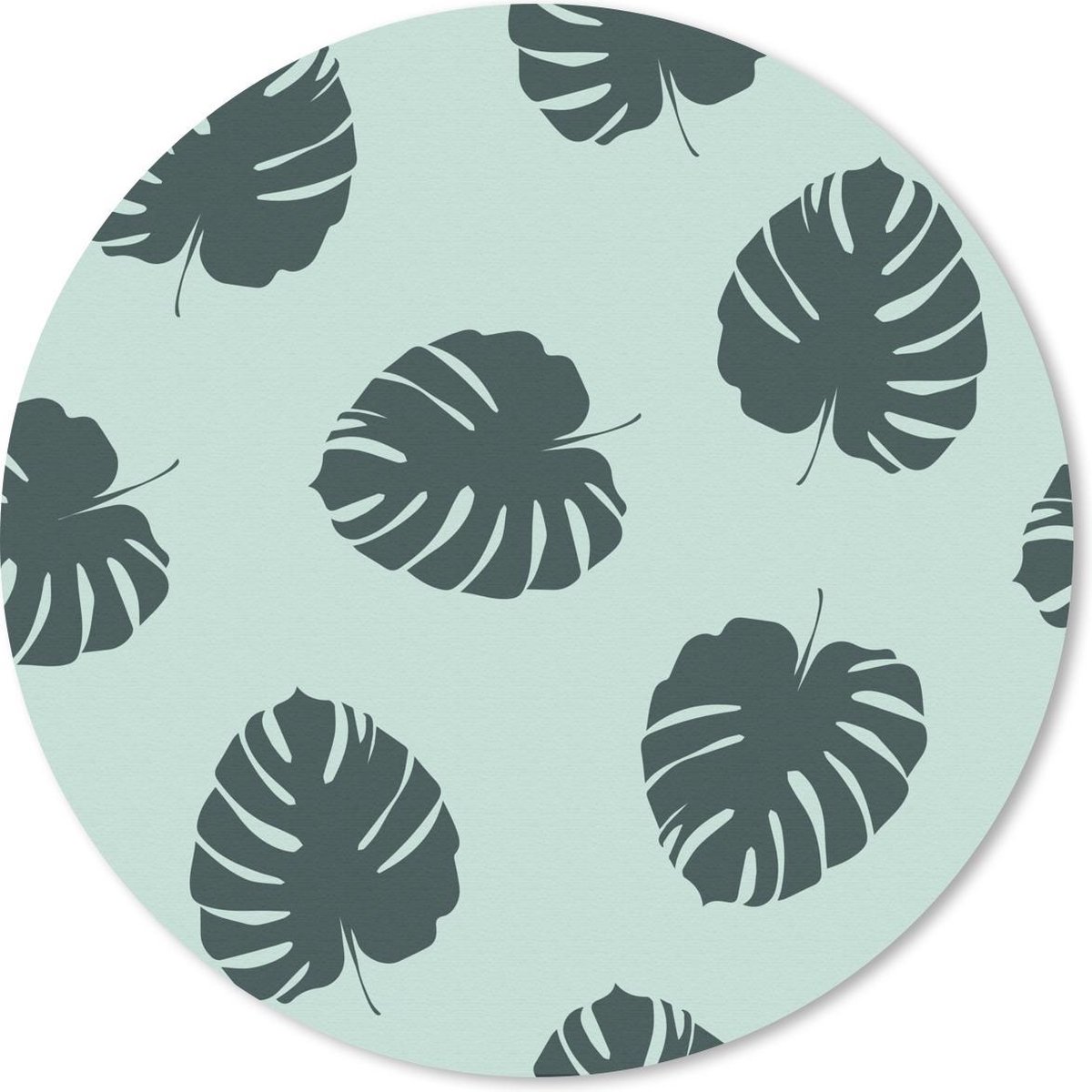 Muismat rond 40x40 cm - Mousepad Zomer - Bladeren - Monstera - Ronde muismatten