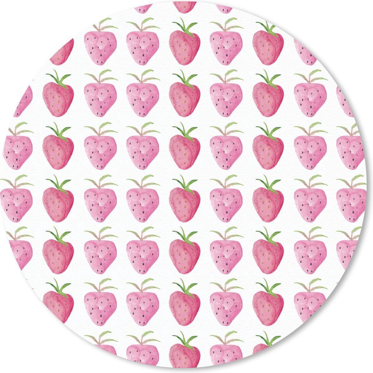 Muismat rond 30x30 cm - Mousepad Aardbei - Sjablonen - Waterverf - Ronde muismatten
