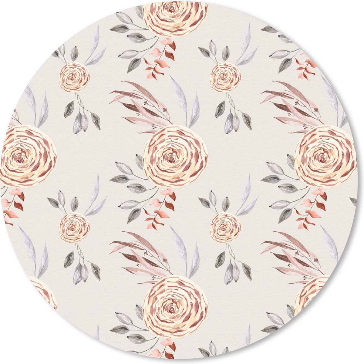 Muismat rond 30x30 cm - Mousepad Rozen - Goud - Patroon - Ronde muismatten