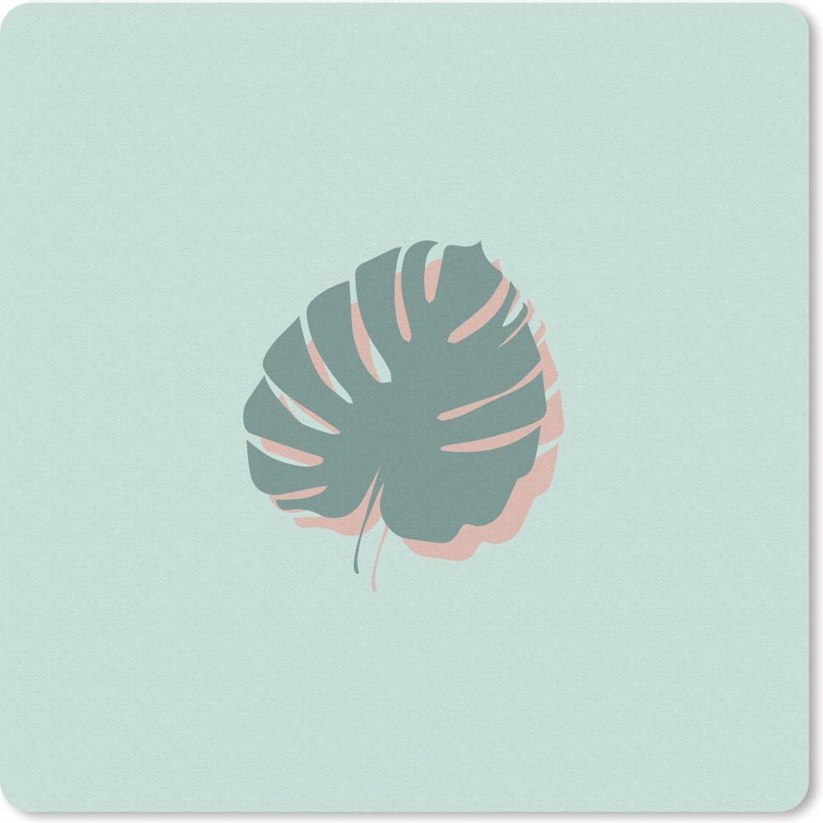 Muismat 30x30 cm - Mousepad Zomer - Monstera - Blauw - Muismatten