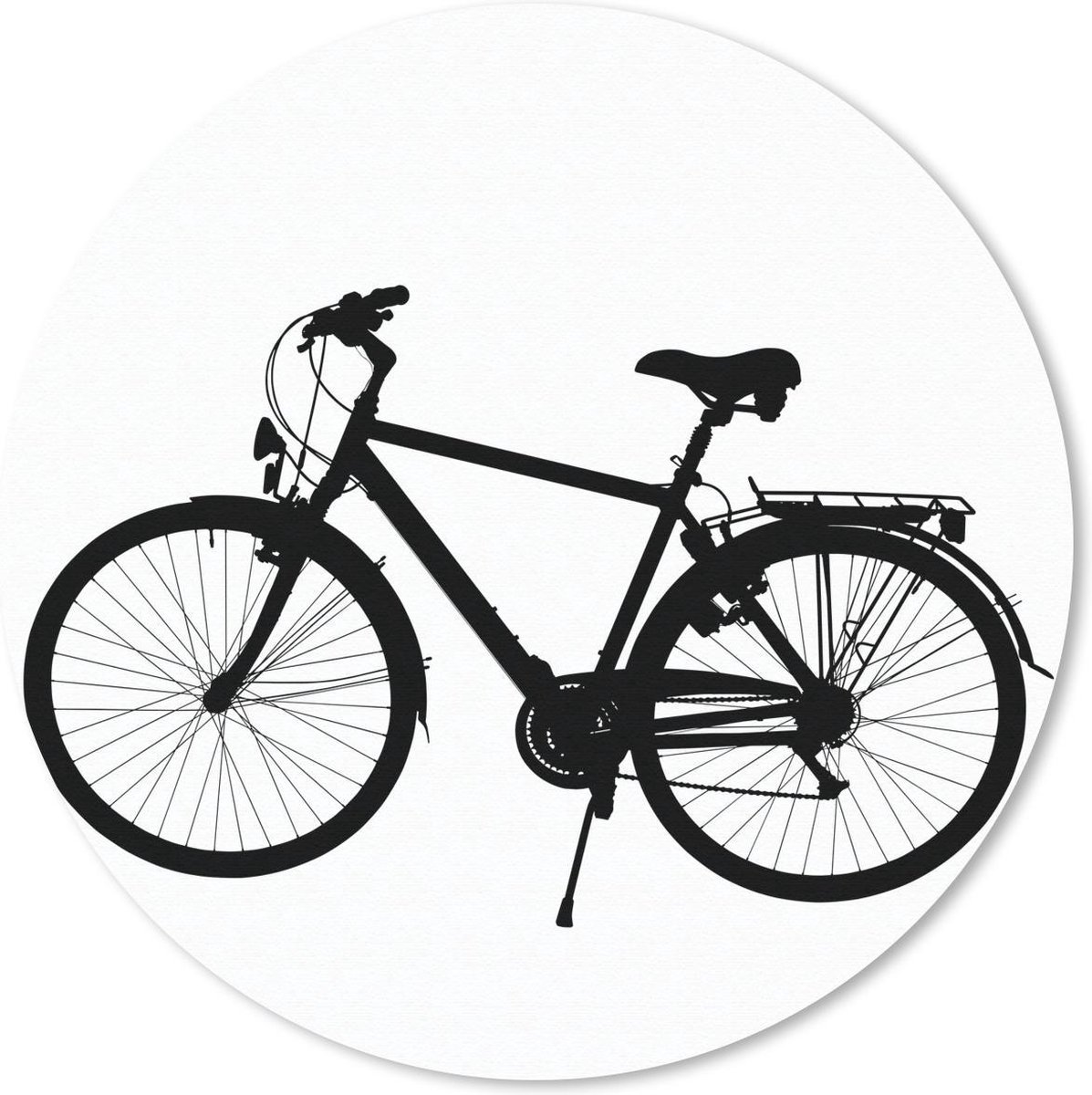 Muismat rond 40x40 cm - Mousepad Fiets - Zwart - Wit - Ronde muismatten