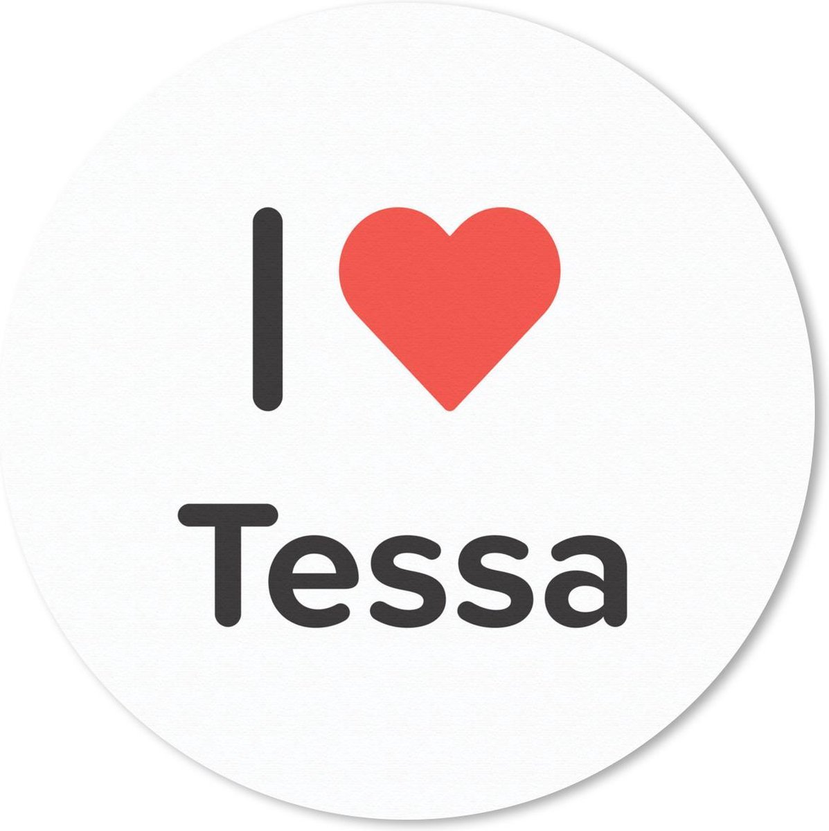 Muismat rond 20x20 cm - Mousepad I love - Tessa - Meisje - Ronde muismatten