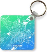 Sleutelhanger - Uitdeelcadeautjes - Stadskaart - Leiden - Blauw - Groen - Plastic
