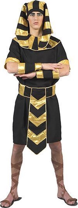 Funny Fashion - Egypte Kostuum - Egyptische Farao Zoon Van Ra - Man - Zwart, Goud - Maat 48-50 - Carnavalskleding - Verkleedkleding
