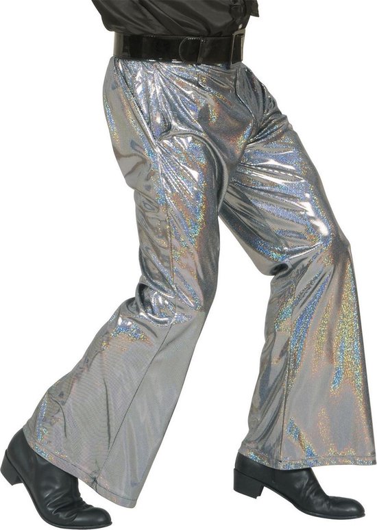 Widmann - Jaren 80 & 90 Kostuum - Holografische Broek, Zilver Man - Zilver - Medium / Large - Carnavalskleding - Verkleedkleding