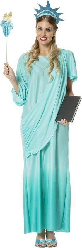 Wilbers & Wilbers - Landen Thema Kostuum - United Liberty Lady - Vrouw - Blauw - Maat 38 - Carnavalskleding - Verkleedkleding
