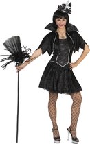 Funny Fashion - Heks & Spider Lady & Voodoo & Duistere Religie Kostuum - Chique Heksenvampier - Vrouw - Zwart - Maat 40-42 - Halloween - Verkleedkleding