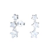 Joy|S - Zilveren ster oorbellen - 3 sterren zirkonia - 7 x 17 mm