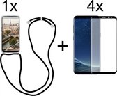 Samsung S8 Hoesje - Samsung Galaxy S8 hoesje met koord transparant shock proof case - Full Cover - 4x Samsung S8 screenprotector