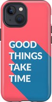 Apple iPhone 13 Mini Telefoonhoesje - Extra Stevig Hoesje - 2 lagen bescherming - Met Quote - Good Things - Rood