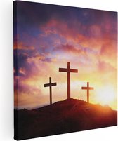 Artaza Canvas Schilderij Kruisiging van Jezus Christus - Drie Kruisen - 70x70 - Foto Op Canvas - Canvas Print