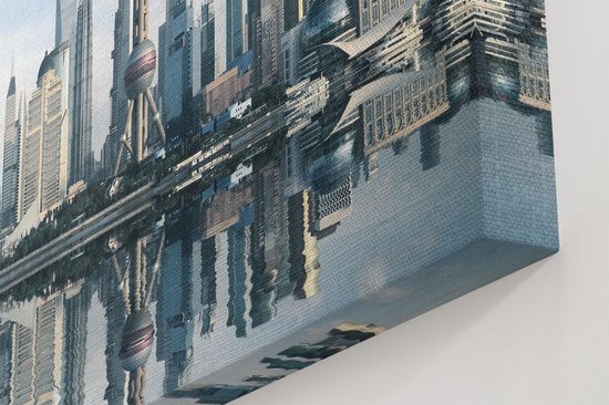 Artaza Peinture sur toile Skyline de Shanghai en Chine – 80 x 80 – Groot – Photo sur toile – Impression sur toile