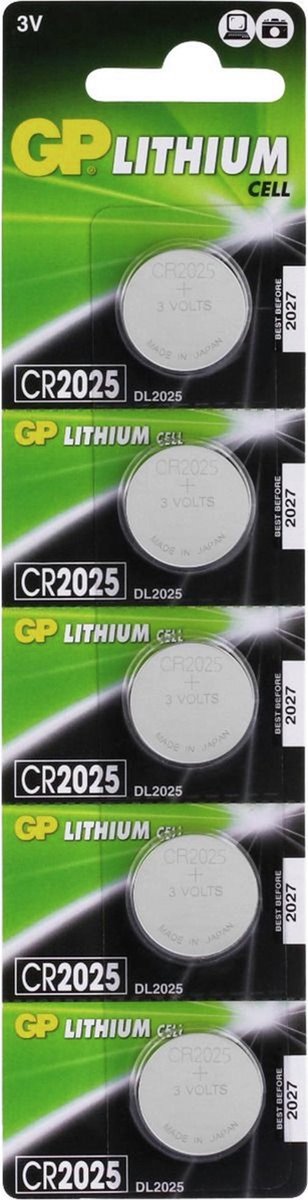 GP Lithium CR2025 knoopcelbatterijen - 5 stuks