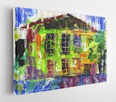 Canvas schilderij - The house drawn by paints  -     62307511 - 40*30 Horizontal