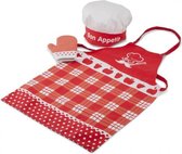 kookschortset junior 28 cm textiel rood 3-delig