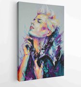 Canvas schilderij - Abstract picture of a beautiful girl. Conceptual closeup of an oil painting and palette knife on canvas. -  Productnummer 1849973050 - 40-30 Vertical