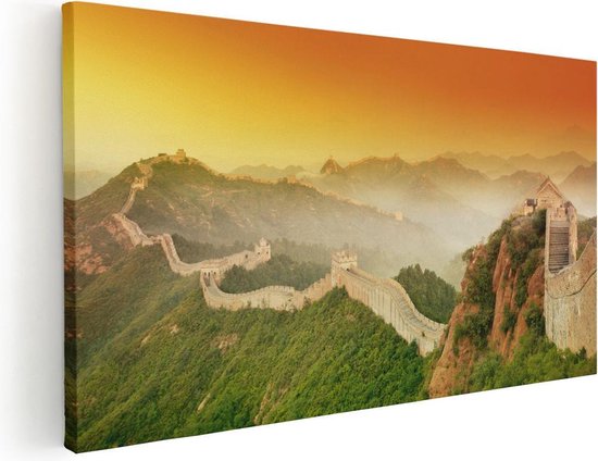 Artaza Canvas Schilderij Chinese Muur bij Zonsopgang - 40x20 - Klein - Foto Op Canvas - Canvas Print