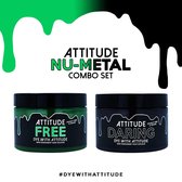 Attitude Hair Dye Semi permanente haarverf NU METAL Duo Combi set 2 potjes haarverf Zwart/Groen