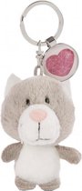 sleutelhanger Hart junior 7 cm pluche/polyester beige/roze