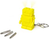 sleutelhanger Robot 5,6 cm RVS geel 4-delig