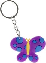 sleutelhanger vlinder meisjes 5,5 cm rubber paars