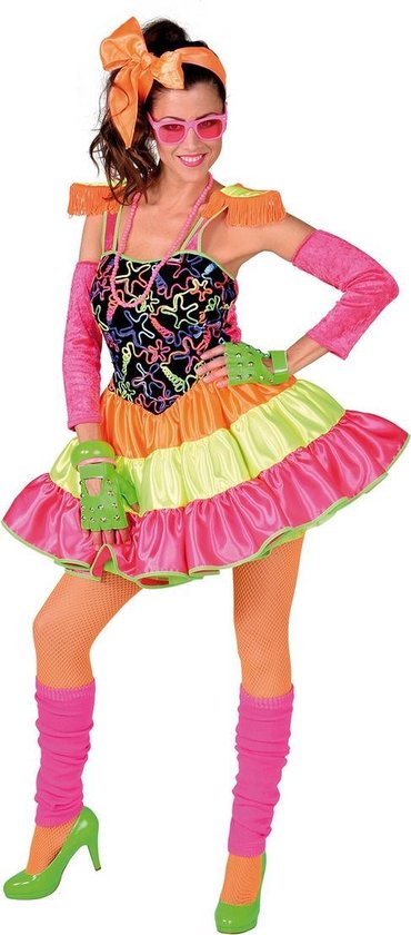 Magic By Freddy's - Rock & Roll Kostuum - Dolly Dot Jaren 80 Disco - Vrouw - Multicolor - Large - Carnavalskleding - Verkleedkleding