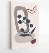 Canvas schilderij - Foliage line art drawing with abstract shape. Abstract Plant Art design for print, cover, wallpaper, Minimal and natural wall art. 1 -    – 1810924384 - 50*40 V
