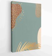 Canvas schilderij - Earth tone boho foliage line art drawing with abstract shape. Abstract Plant Art design for print, cover, wallpaper, Minimal and natural wall art. 1 -    – 1827