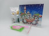 Diamond painting Kerstkaart - vierkant - Kerstpinquins