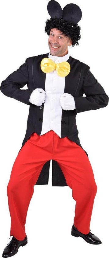 Magic By Freddy's - Mickey & Minnie Mouse Kostuum - Tekenfilm Held Mickie - Man - Rood, Zwart - Medium - Carnavalskleding - Verkleedkleding