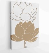 Canvas schilderij - Lotus flower Foliage line art drawing with abstract shape. Abstract Plant Art design for print, cover, wallpaper, Minimal and natural wall art. 2 -    – 1820081