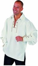 Piraat & Viking Kostuum | Zorro Musketier Touwtjes Hemd Gebroken Wit Man | XL | Carnaval kostuum | Verkleedkleding