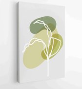 Canvas schilderij - Earth tone boho foliage line art drawing with abstract shape. Abstract Plant Art design for print, cover, wallpaper, Minimal and natural wall art. 1 -    – 1831