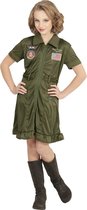 Widmann - Leger & Oorlog Kostuum - Junior Jsf Gevechtspilote - Meisje - groen - Maat 158 - Carnavalskleding - Verkleedkleding