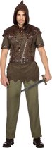 Wilbers - Robin Hood Kostuum - Strijder Tegen Onrecht Robin - Man - groen,bruin - Maat 50 - Carnavalskleding - Verkleedkleding