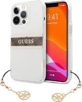 GUESS Charms Transparant Backcase iPhone 13 Pro Max Hoesje - Bruin