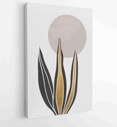 Canvas schilderij - Earth tone boho foliage line art drawing with abstract shape. Abstract Plant Art design for print, cover, wallpaper, Minimal and natural wall art. 1 -    – 1871