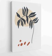 Canvas schilderij - Foliage line art drawing with abstract shape. Abstract Plant Art design for print, cover, wallpaper, Minimal and natural wall art. 3 -    – 1820081966 - 115*75