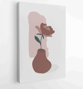 Canvas schilderij - Foliage line art drawing with abstract shape. Abstract Plant Art design for print, cover, wallpaper, Minimal and natural wall art. 4 -    – 1814260343 - 80*60 V
