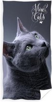 strandlaken I Love Cats 70 x 140 cm katoen grijs