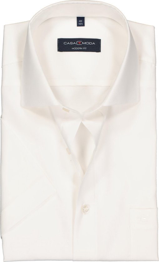 CASA MODA modern fit overhemd - korte mouw - beige / off-white - Strijkvriendelijk - Boordmaat: 42