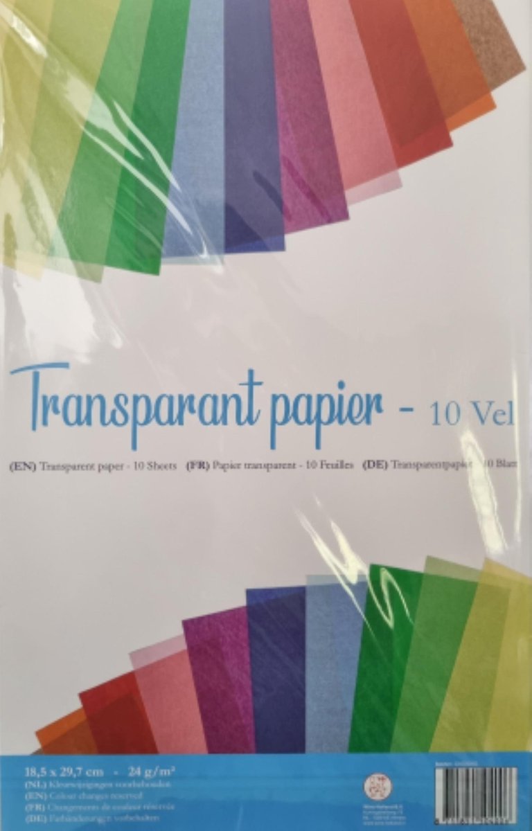 Vliegerpapier | Transparant papier | Dun papier | 10 vellen | 10 kleuren | Knutsel papier | Hobby | Knutselen | 18,5 x 29.7 cm