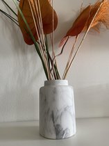 Vaas Zwart-Wit/Decoratieve Vaas Rond,H 20 cm-Marmerenkleur Vaas