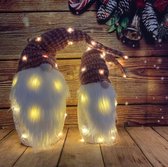 Kerst Gnomen - Scandinavische Kerstkabouter - Kerst - Zweedse Gnome Tomte - Gnome Kerst Decor Oscar & Sven - Rood Wit - Met LED Verlichting - 2 Stuks - 83 En 99 Cm