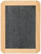 Zwart krijtbord hout - Wandbord krijt - Schoolbord houten rand - Met ophangoog - 19x24 cm