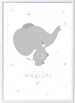 poster Olifant junior 50 x 70 cm papier wit/grijs