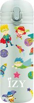 thermosfles met rietje superhero 350 ml RVS groen