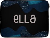 Laptophoes 15.6 inch - Ella - Pastel - Meisje - Laptop sleeve - Binnenmaat 39,5x29,5 cm - Zwarte achterkant
